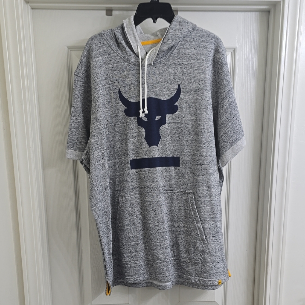 Under Armour PROJECT ROCK Gray Knit Sweater with Yellow Trim